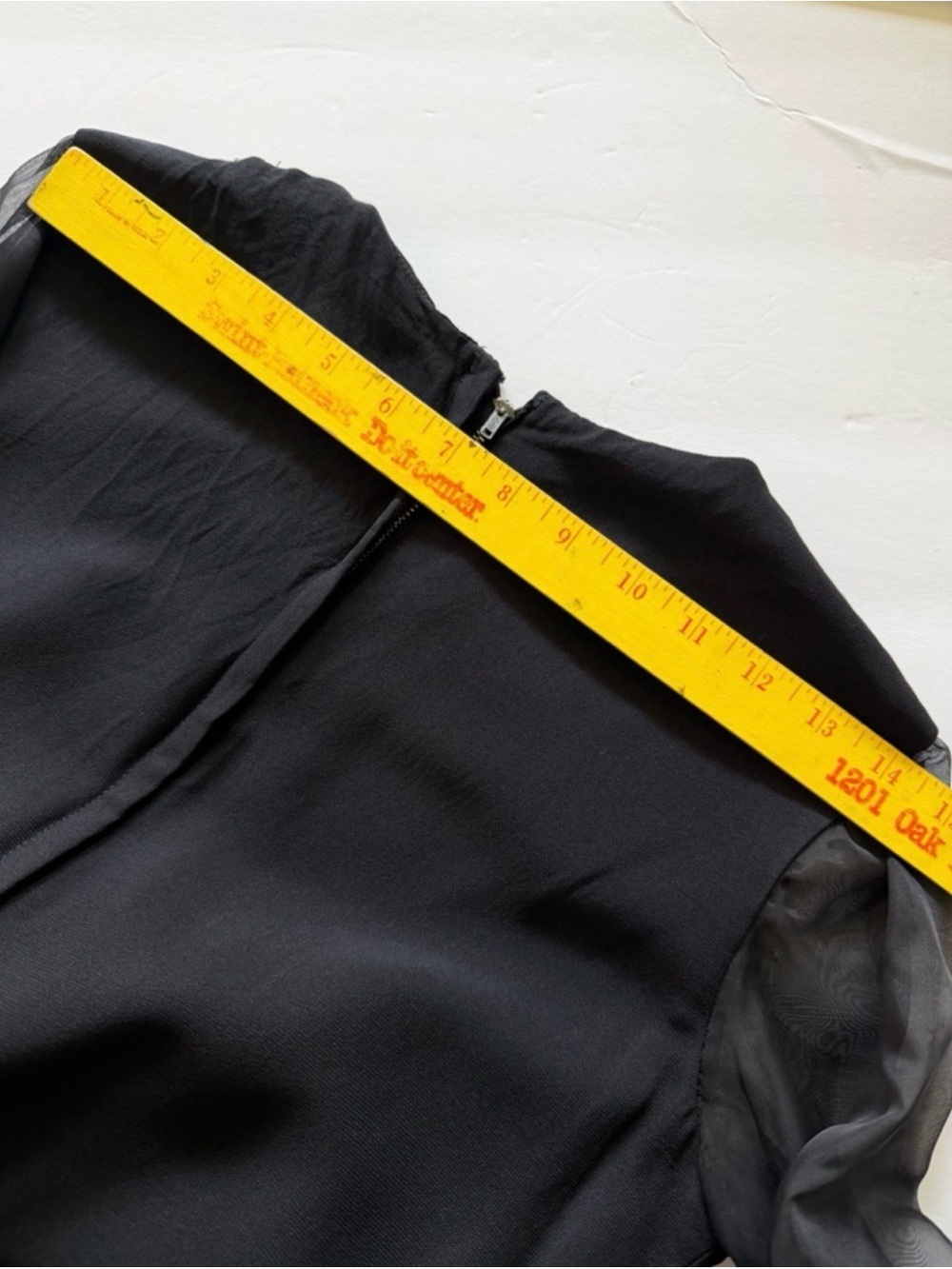 Vintage 60’s black cocktail dress w/ feather trim & sheer sleeves small - Picture 11 of 12